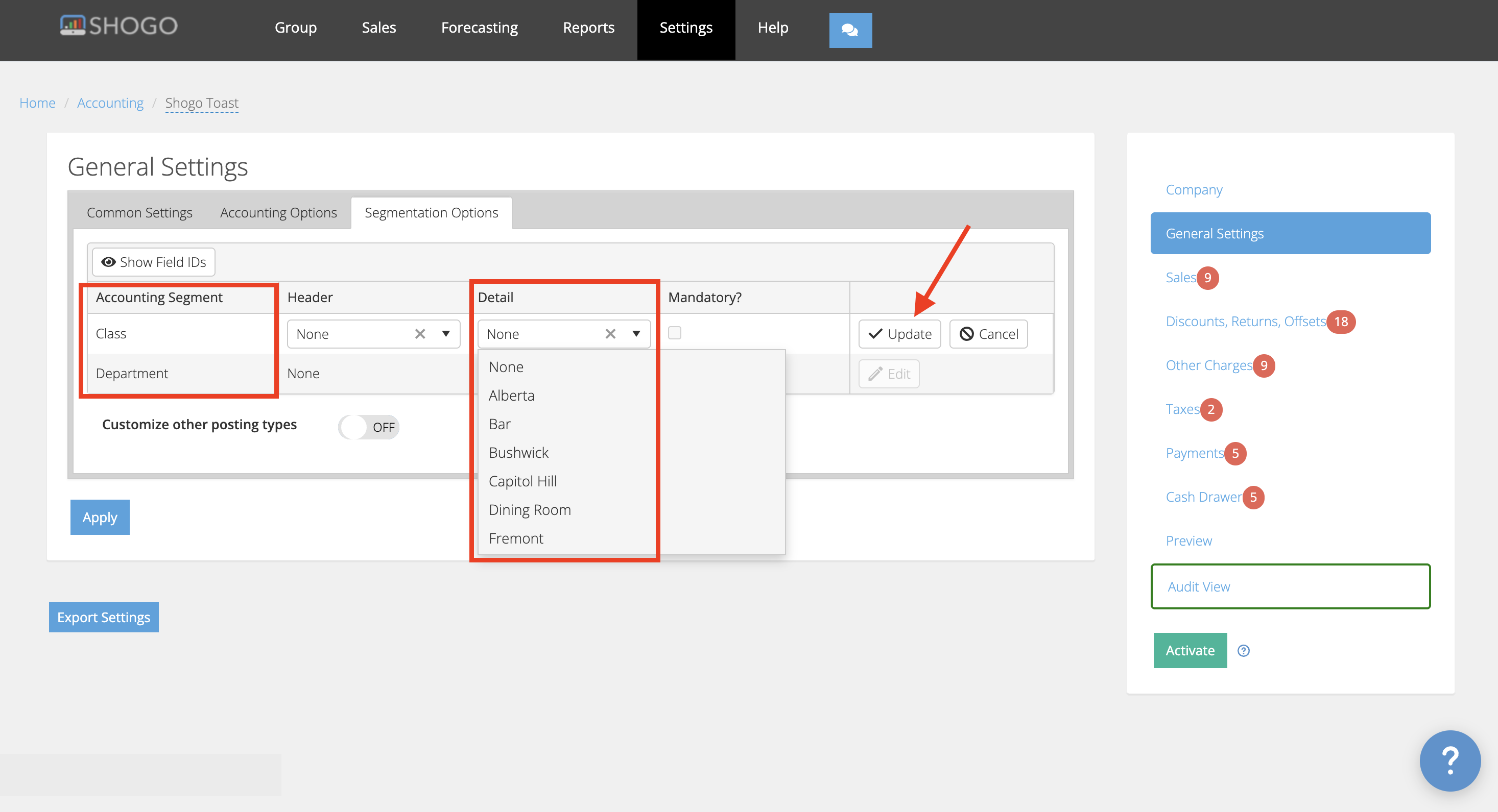 Apply class and department globally to mapping for QuickBooks Online ...