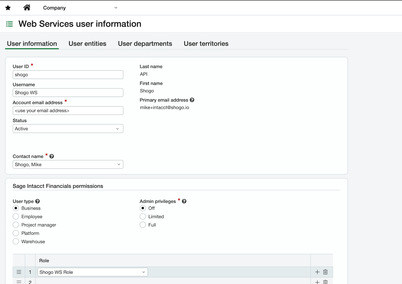 Web Services user information
