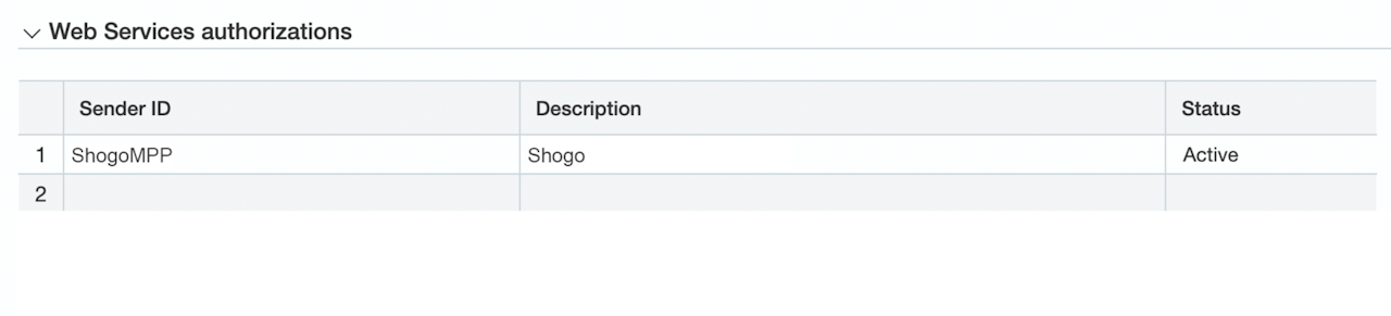 Web Services authorizations with the Shogo Sender ID