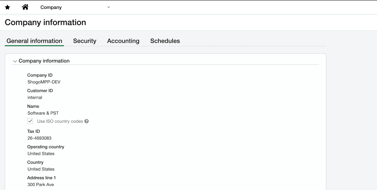 The Company ID is on the General information tab
