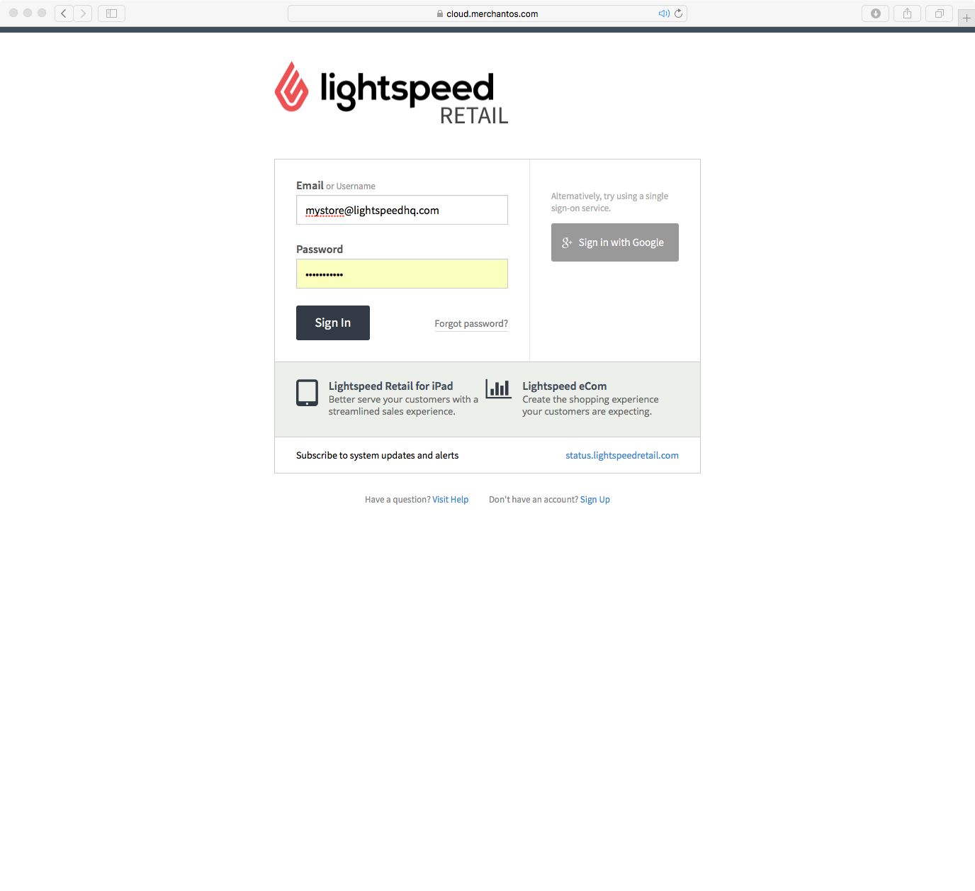 lightspeed retail login packages